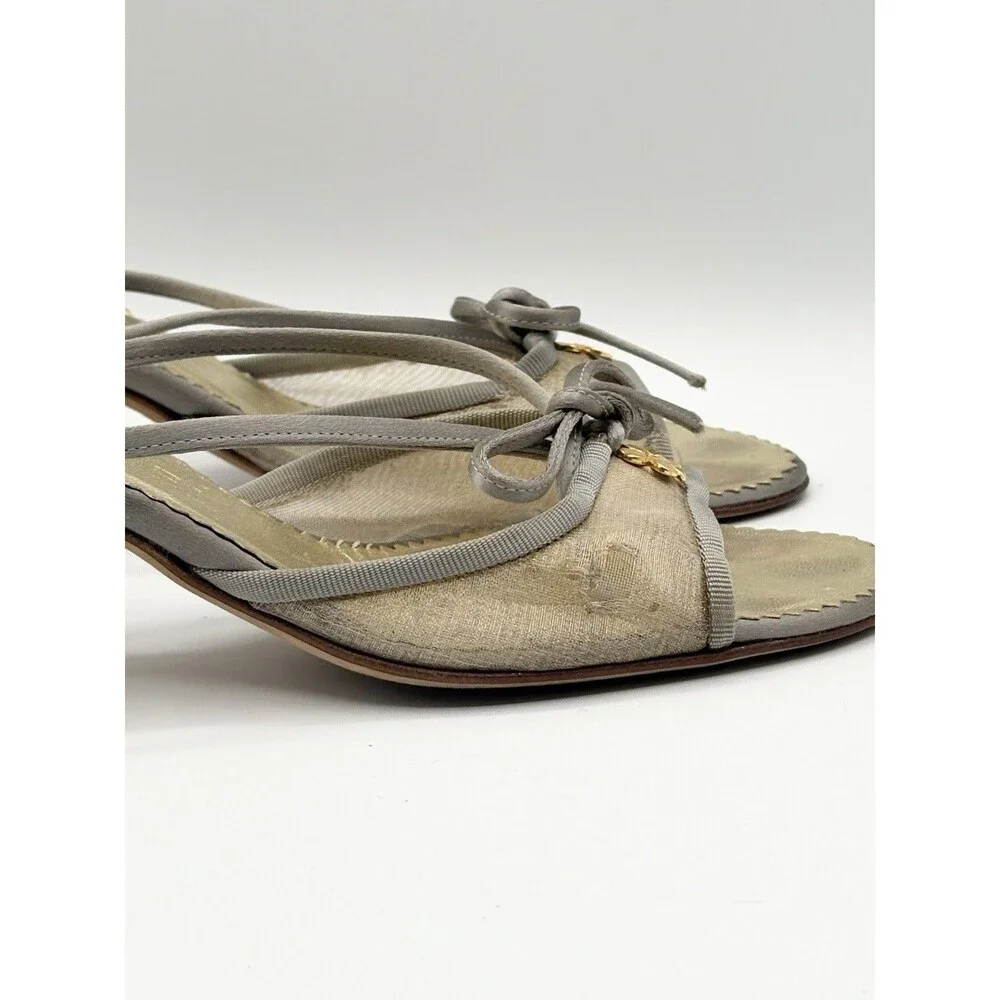 Chanel Gold Clover Lucky Charm  Gold & Silver Mules Heels Vintage Size EU 36.5